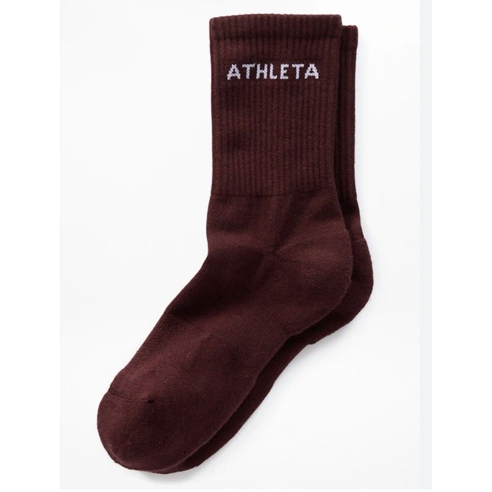 Athleta Every Day Crew Socks Women's M/L Red Wine Stretch Workout